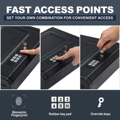 Gun Safe Box for Pistols Quick-Access Gun Lock Box Biometric Gun Safe